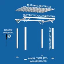 hawthorne traditional steel pergola with sail shade soft canopy