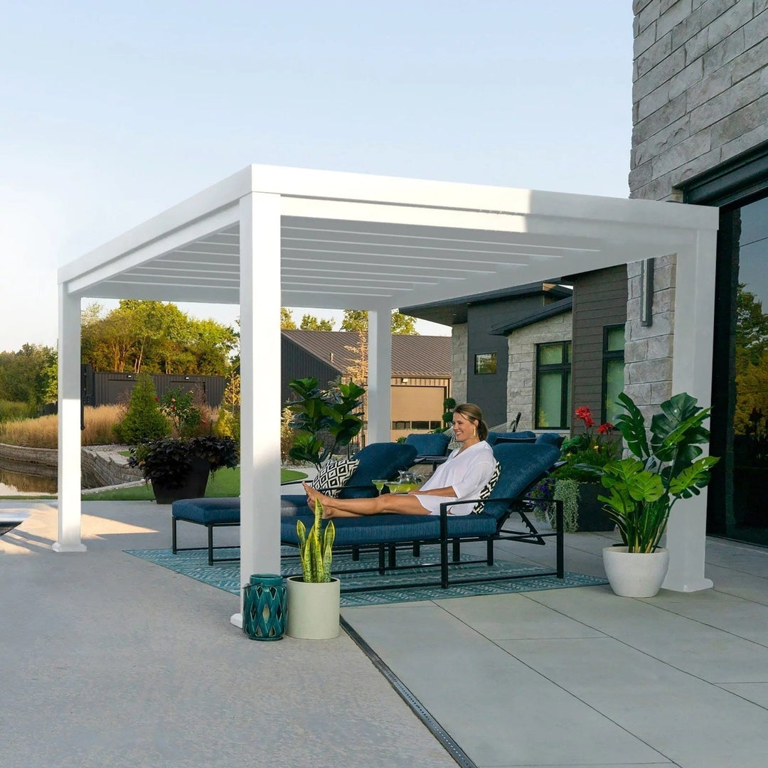 Windham Modern Steel Pergola With Sail Shade Soft Canopy