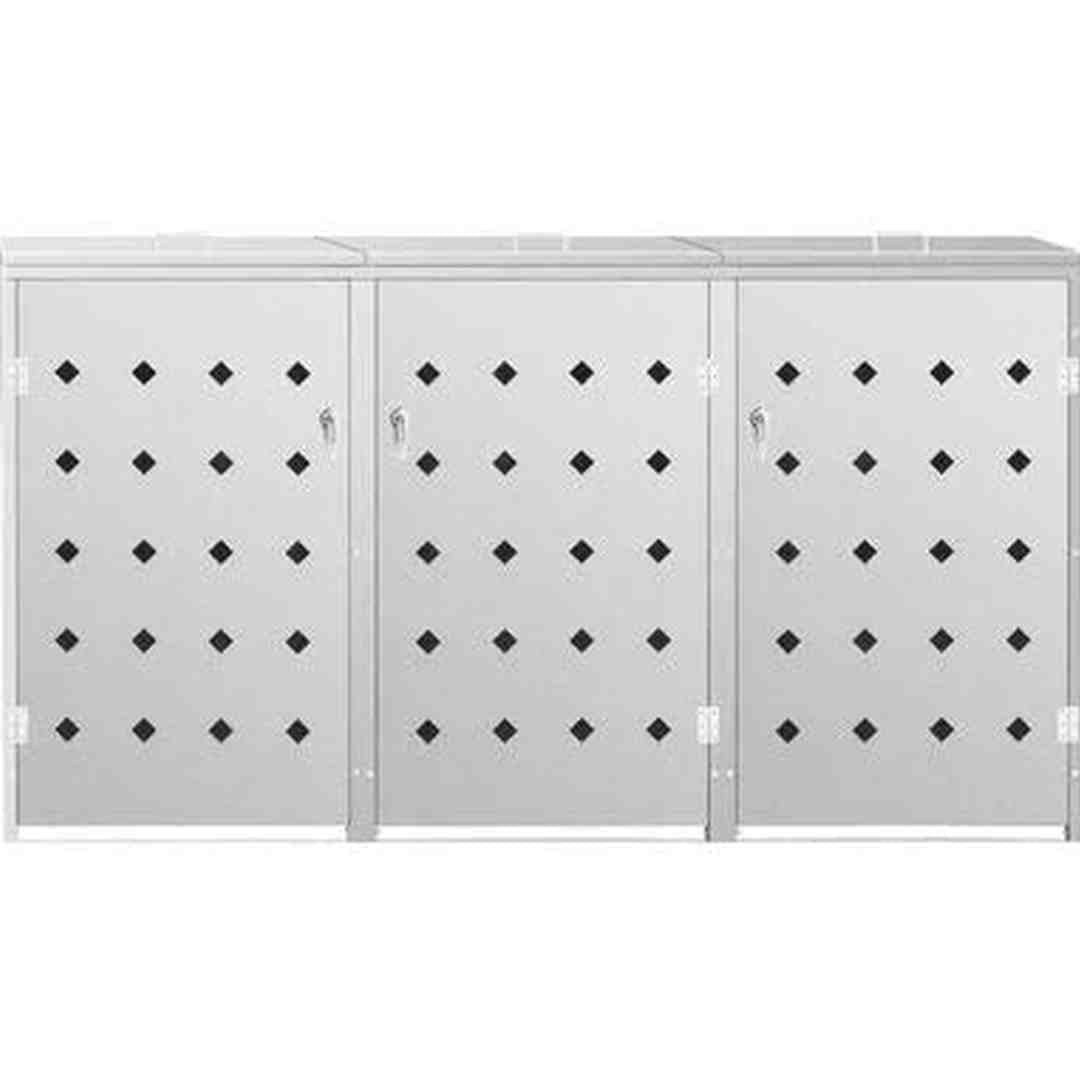 vidaXL Triple Wheelie Bin Shed 63.4 gal Stainless