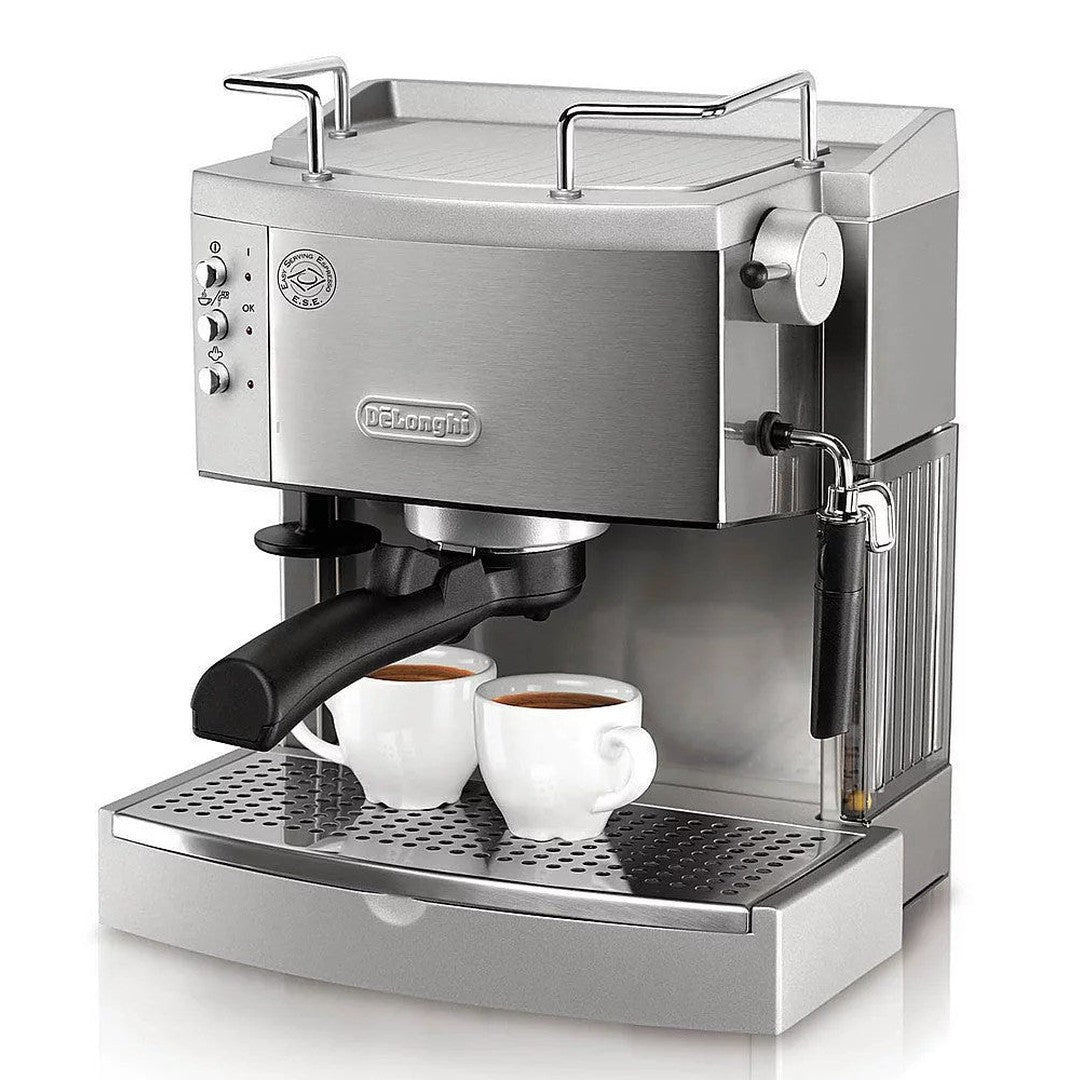 De’Longhi – Espresso Machine with 15 bars of pressure, Milk Frother and removable water tank – Stainless Steel