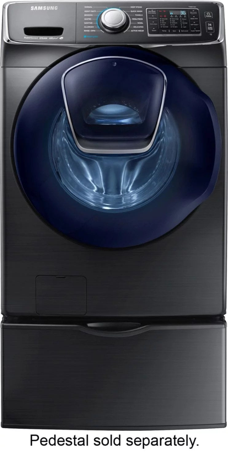 Samsung – 4.5 Cu. Ft. High Efficiency Stackable Front Load Washer with Steam and AddWash – Black stainless steel