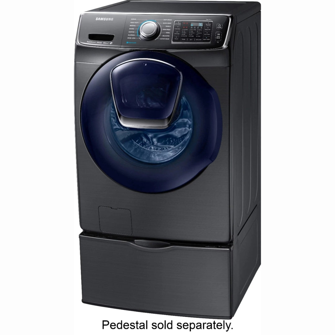 Samsung – 4.5 Cu. Ft. High Efficiency Stackable Front Load Washer with Steam and AddWash – Black stainless steel