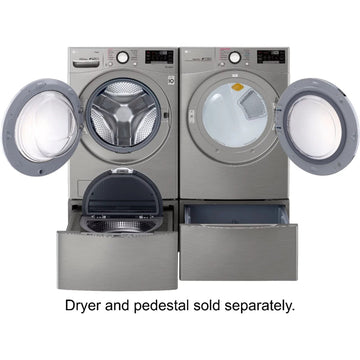 LG – 4.5 Cu. Ft. High-Efficiency Stackable Smart Front Load Washer with Steam and 6Motion Technology – Graphite steel