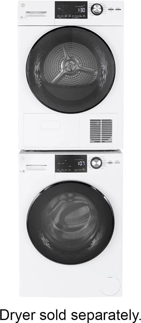 GE – 2.4 Cu. Ft. High Efficiency Stackable Front Load Washer with Steam and Sanitize – White