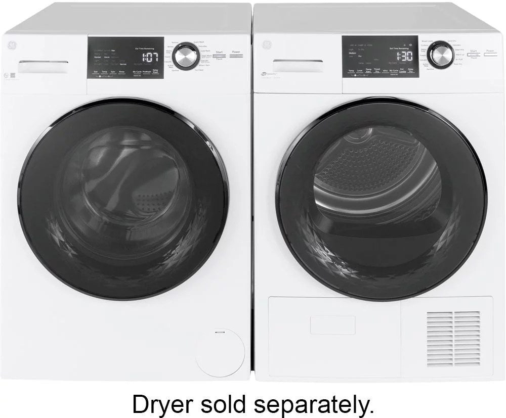 GE – 2.4 Cu. Ft. High Efficiency Stackable Front Load Washer with Steam and Sanitize – White
