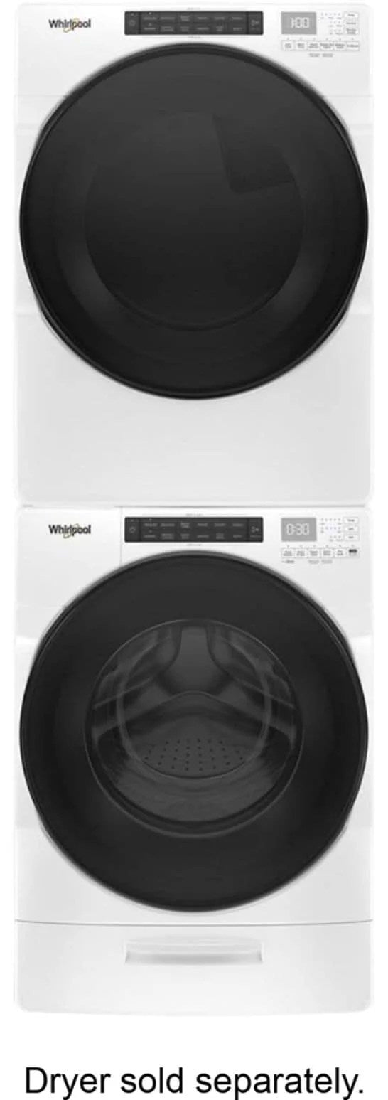 Whirlpool – 4.5 Cu. Ft. High Efficiency Stackable Front Load Washer with Steam and Load & Go XL Dispenser – White