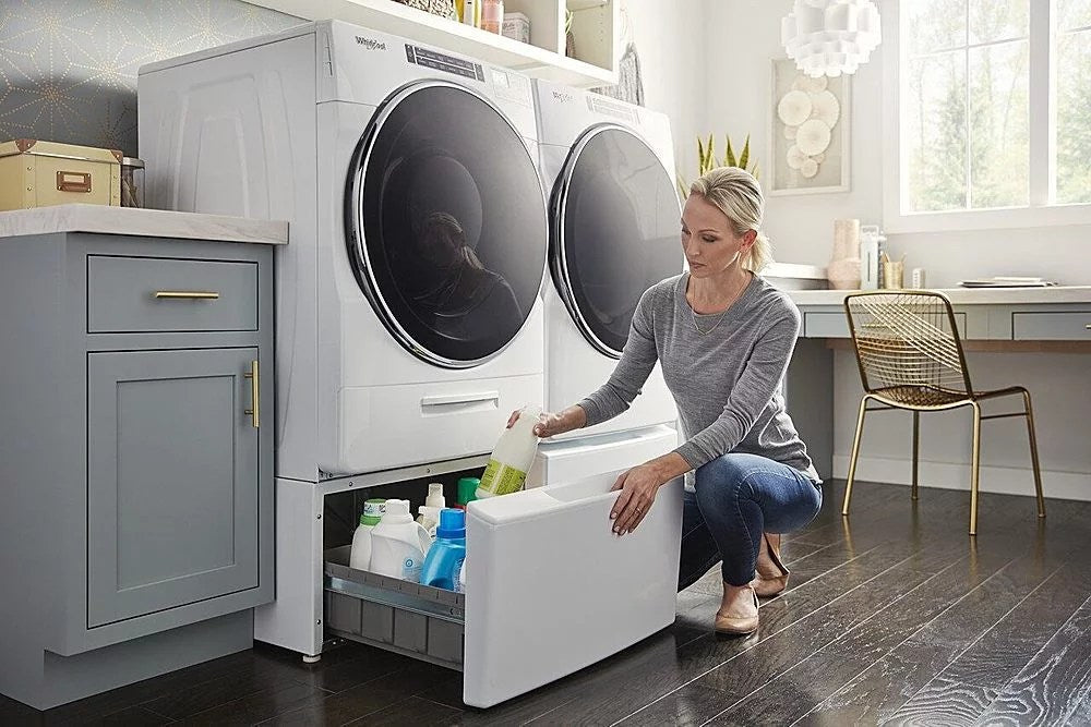 Whirlpool – 4.5 Cu. Ft. High Efficiency Stackable Front Load Washer with Steam and Load & Go XL Dispenser – White