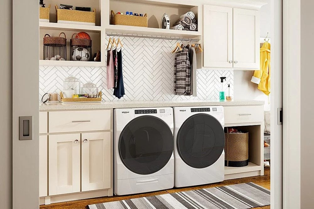 Whirlpool – 4.5 Cu. Ft. High Efficiency Stackable Front Load Washer with Steam and Load & Go XL Dispenser – White