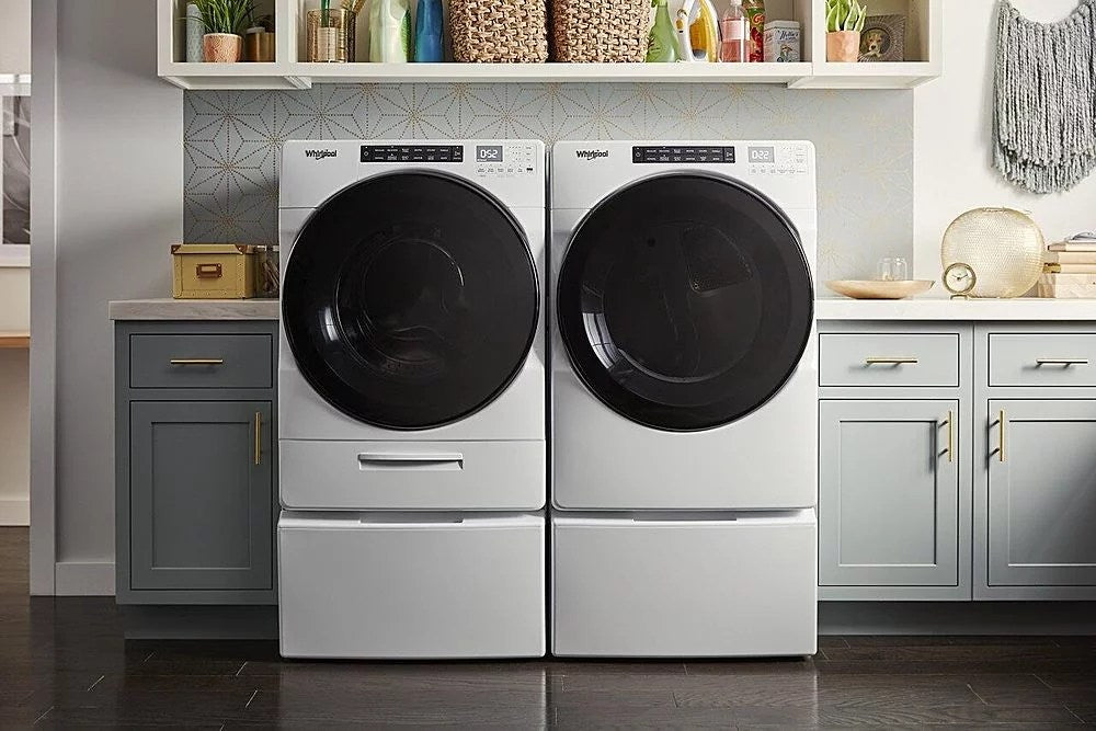 Whirlpool – 4.5 Cu. Ft. High Efficiency Stackable Front Load Washer with Steam and Load & Go XL Dispenser – White