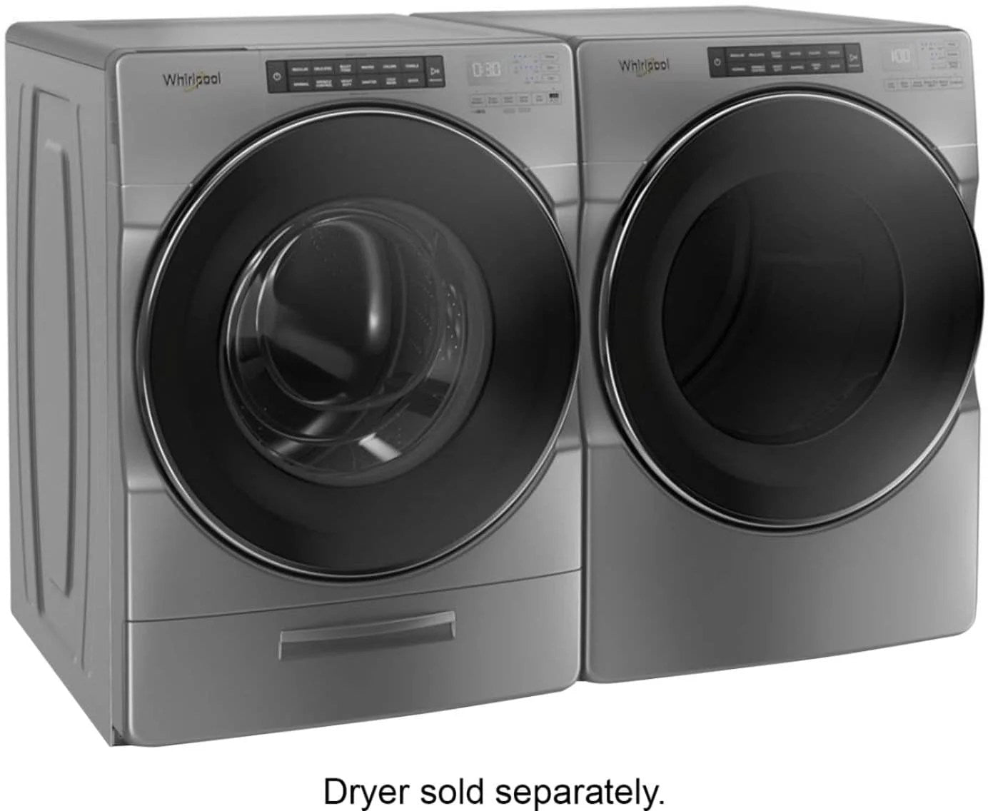 Whirlpool – 4.5 Cu. Ft. High Efficiency Stackable Front Load Washer with Steam and Load & Go XL Dispenser – Chrome shadow