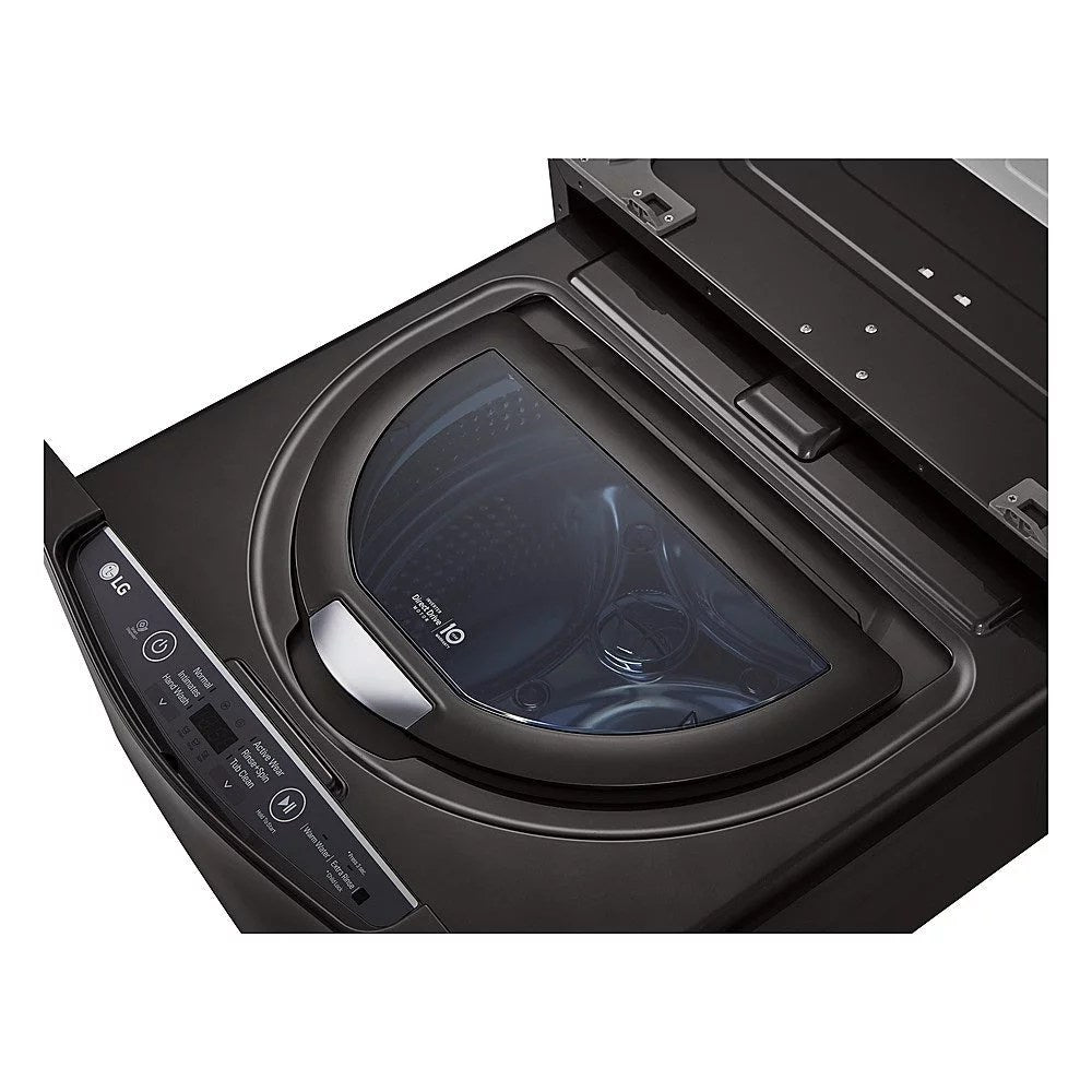 LG – SideKick 1.0 Cu. Ft. High-Efficiency Smart Top Load Pedestal Washer with 3-Motion Technology – Black steel