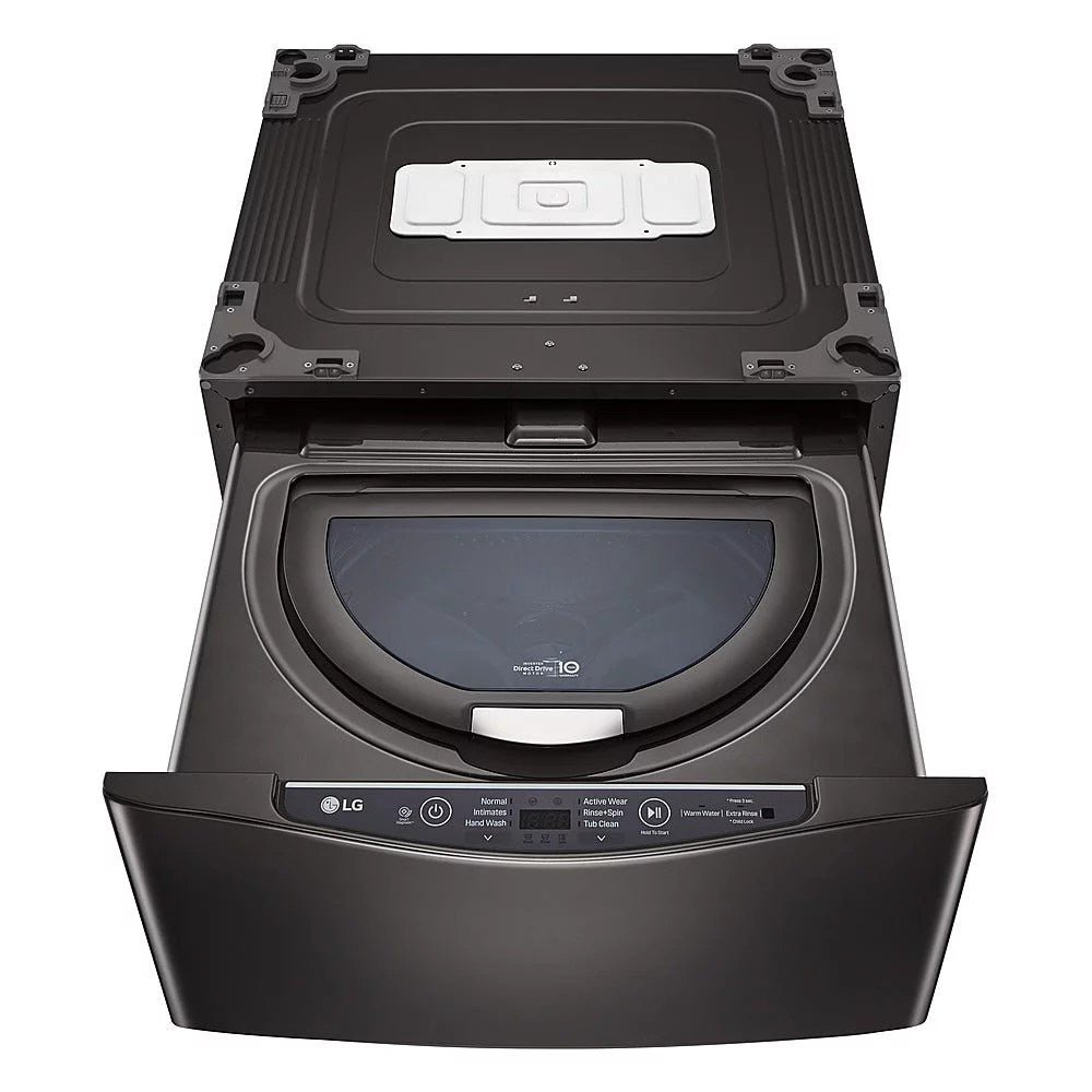 LG – SideKick 1.0 Cu. Ft. High-Efficiency Smart Top Load Pedestal Washer with 3-Motion Technology – Black steel