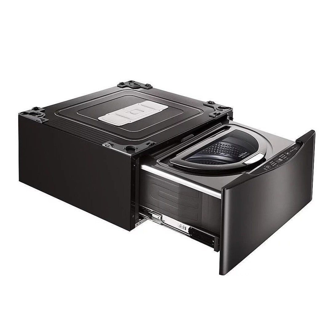 LG – SideKick 1.0 Cu. Ft. High-Efficiency Smart Top Load Pedestal Washer with 3-Motion Technology – Black steel