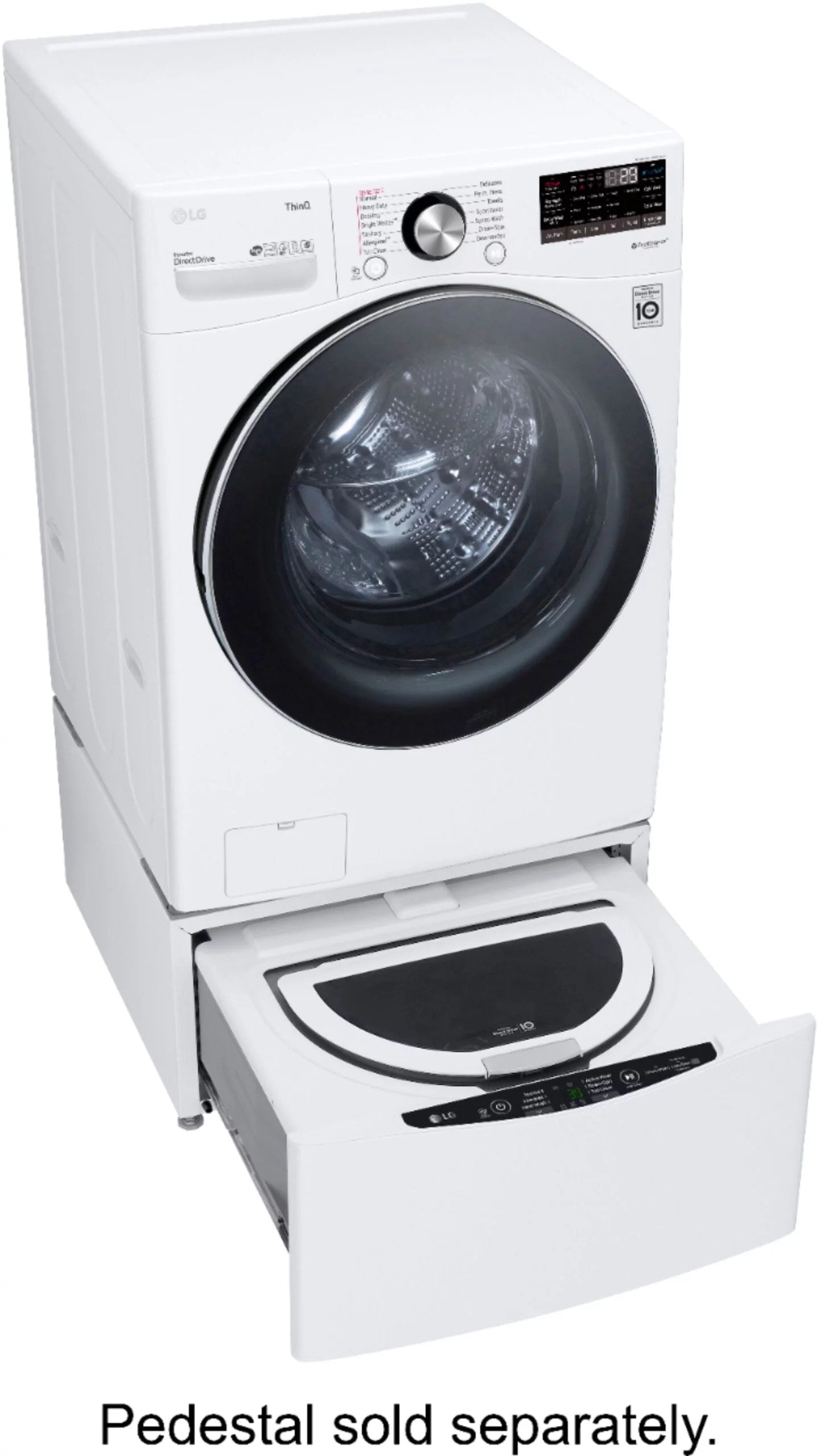 LG – 5.0 Cu. Ft. High-Efficiency Stackable Smart Front Load Washer with Steam and Built-In Intelligence – White