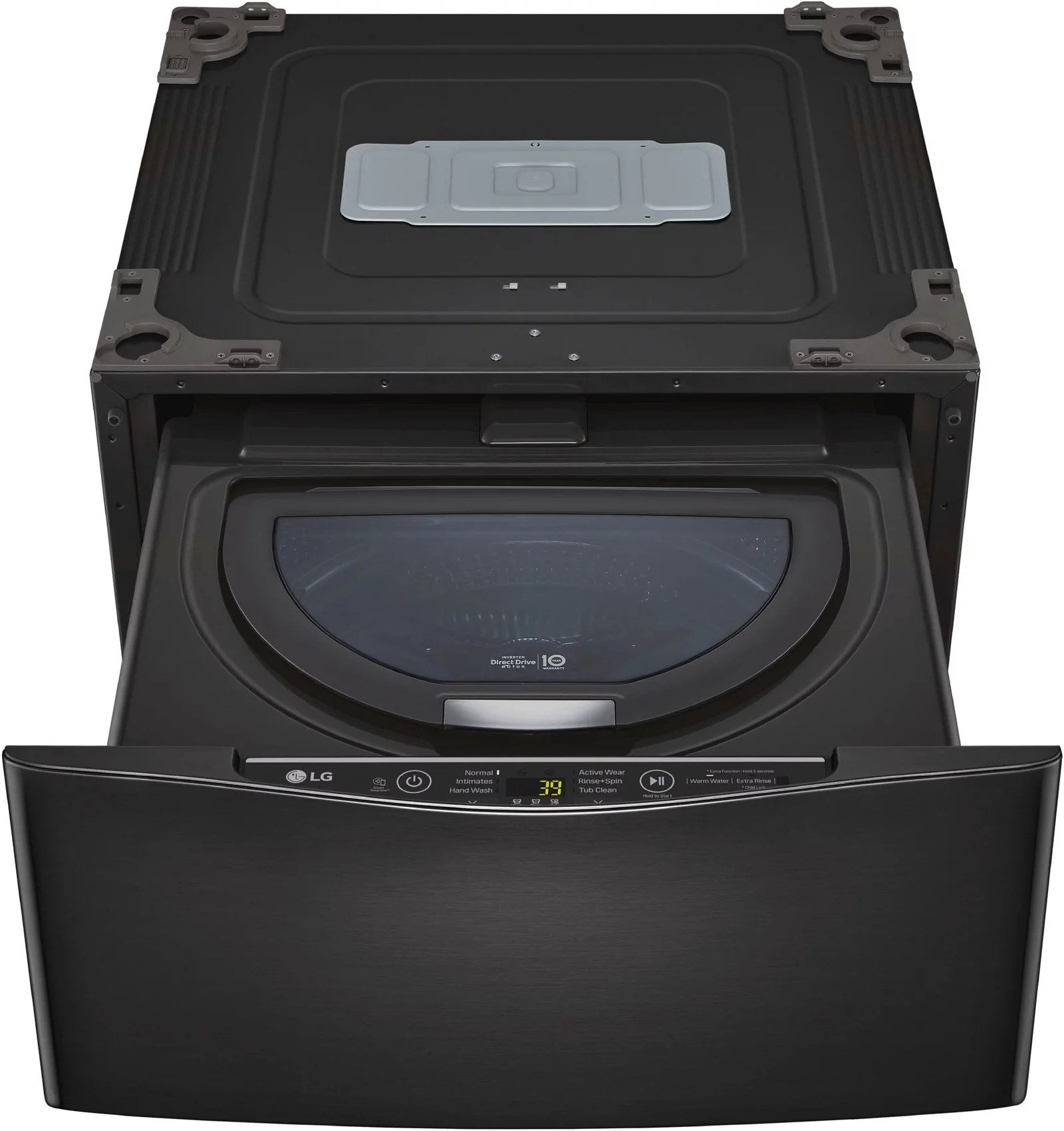 LG – SideKick 1.0 Cu. Ft. High-Efficiency Smart Top Load Pedestal Washer with 3-Motion Technology – Black steel