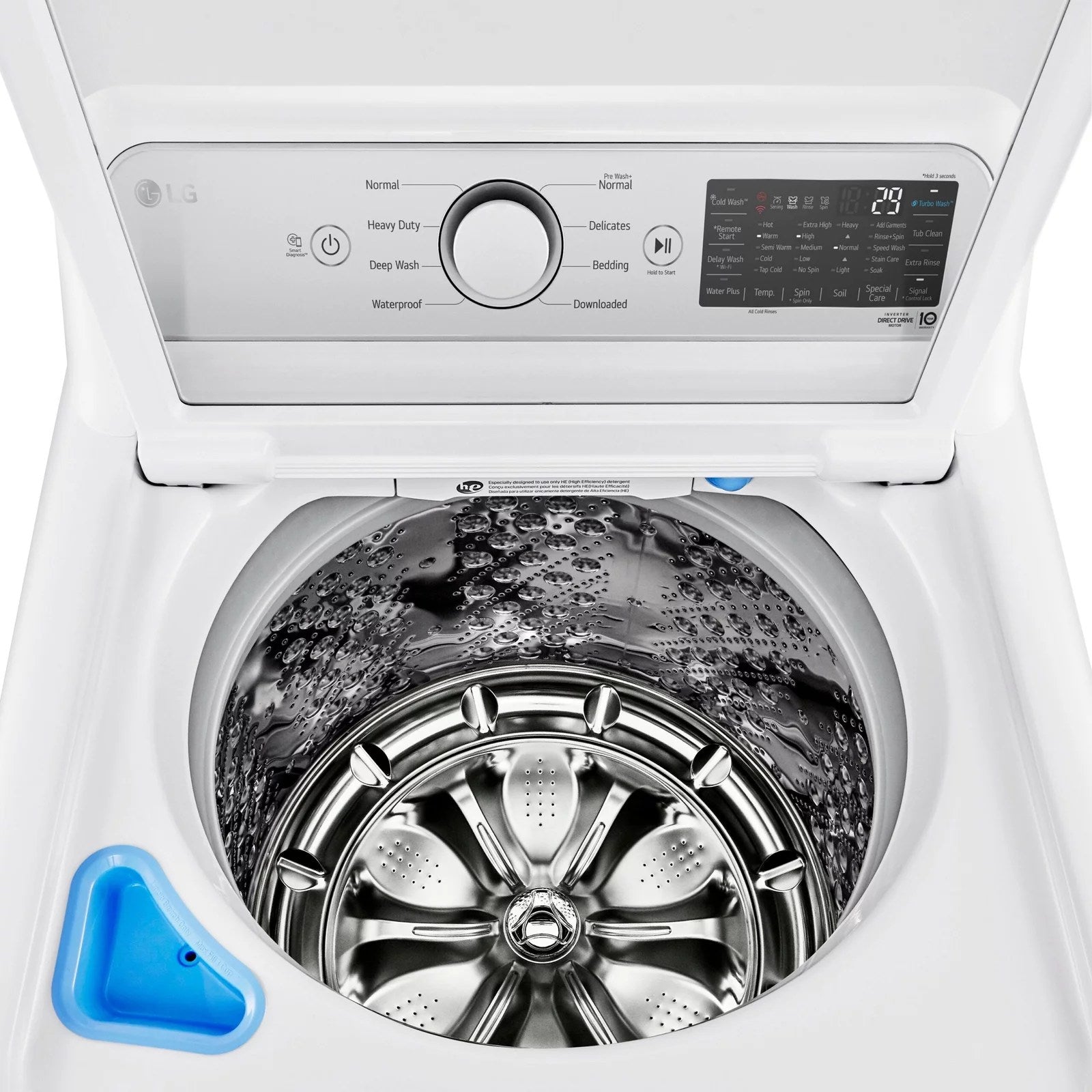 LG – 5.5 Cu. Ft. Smart Top Load Washer with TurboWash3D – White