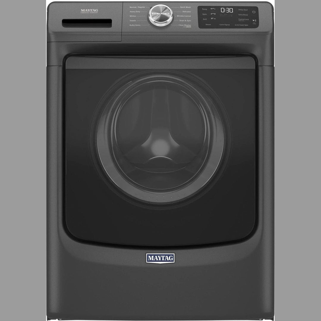 Maytag – 4.5 Cu. Ft. High Efficiency Stackable Front Load Washer with Steam and Extra Power Button – Volcano Black
