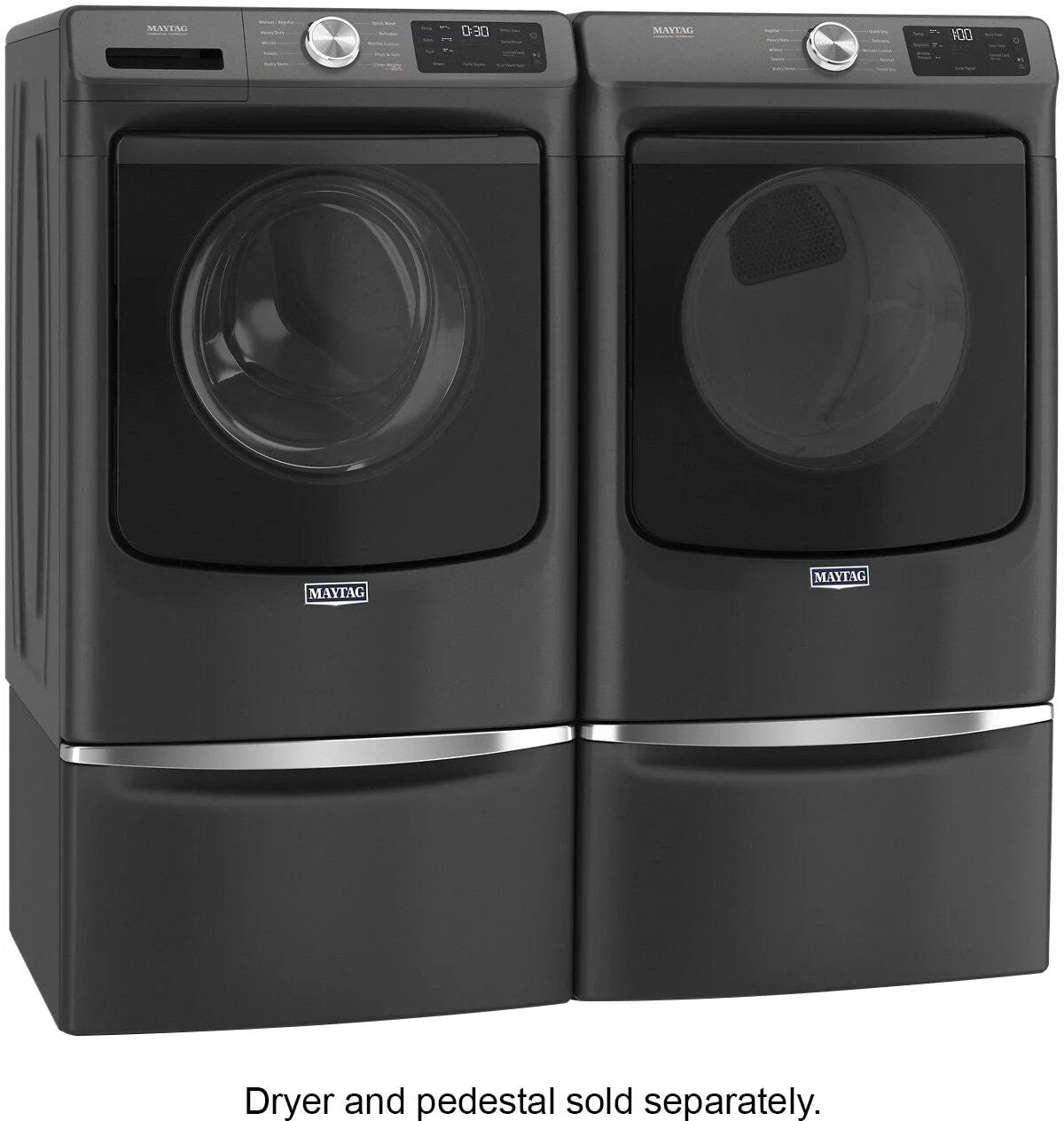 Maytag – 4.5 Cu. Ft. High Efficiency Stackable Front Load Washer with Steam and Extra Power Button – Volcano Black