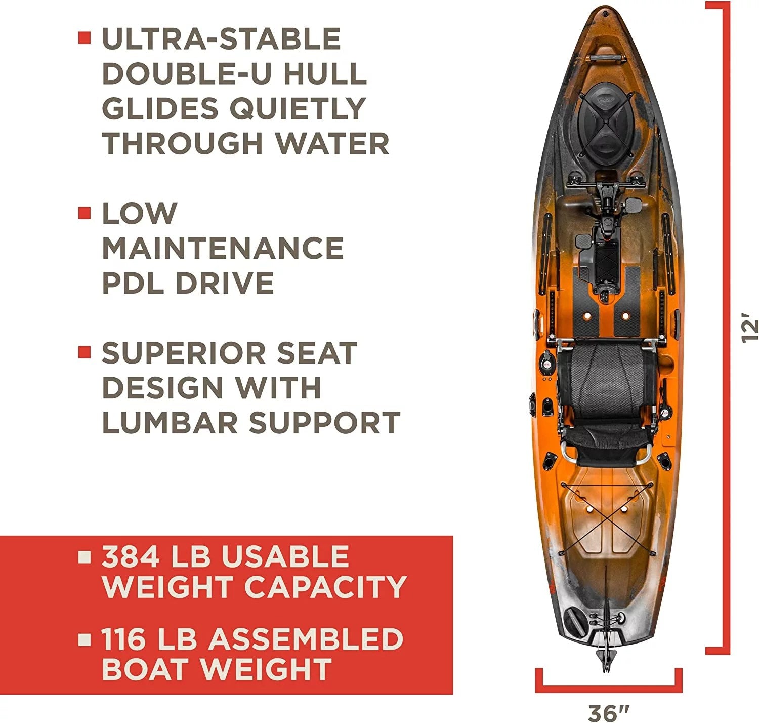 Old Town Sportsman PDL 106 Pedal Sit-On-Top Kayak – Ember