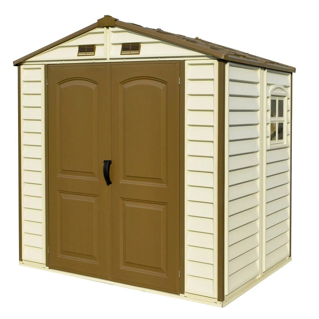DuraMax 8ft x 6ft Storeall Vinyl Shed with Foundation Kit and window