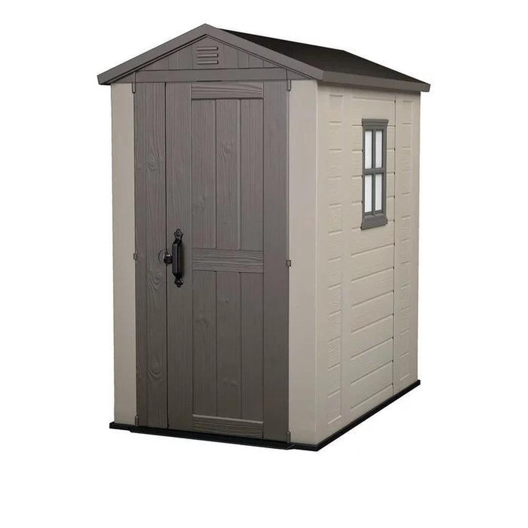 Factor 4x 6 FT Durable Resin Outdoor Storage Shed with Reinforced Steel For Lawn Patio Garden