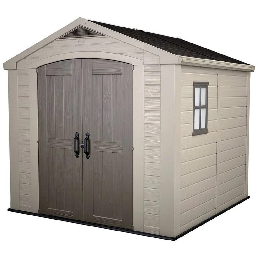 Factor 8 x 8 FT Strong Storage Shed Made Of Extremely Durable Resin And Reinforced with Steel