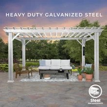 hawthorne traditional steel pergola with sail shade soft canopy