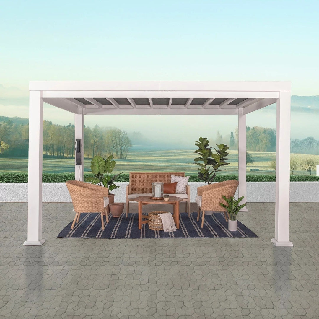 Windham Modern Steel Pergola With Sail Shade Soft Canopy