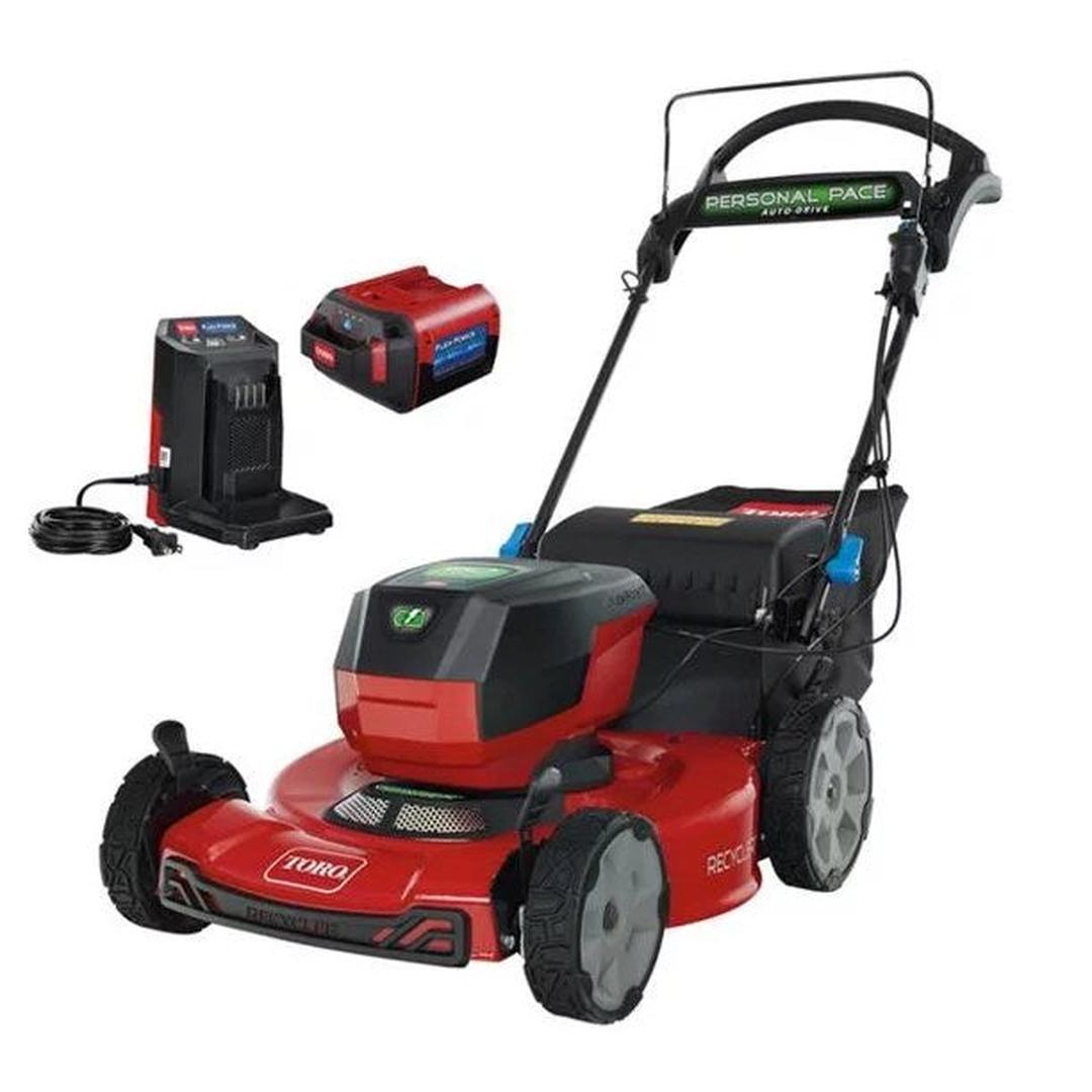 Flex-Force 60V Cordless 2-Tool Combo Kit 22 in. Recycler Walk Behind Lawn Mower & Leaf Blower w/Charger & Batteries