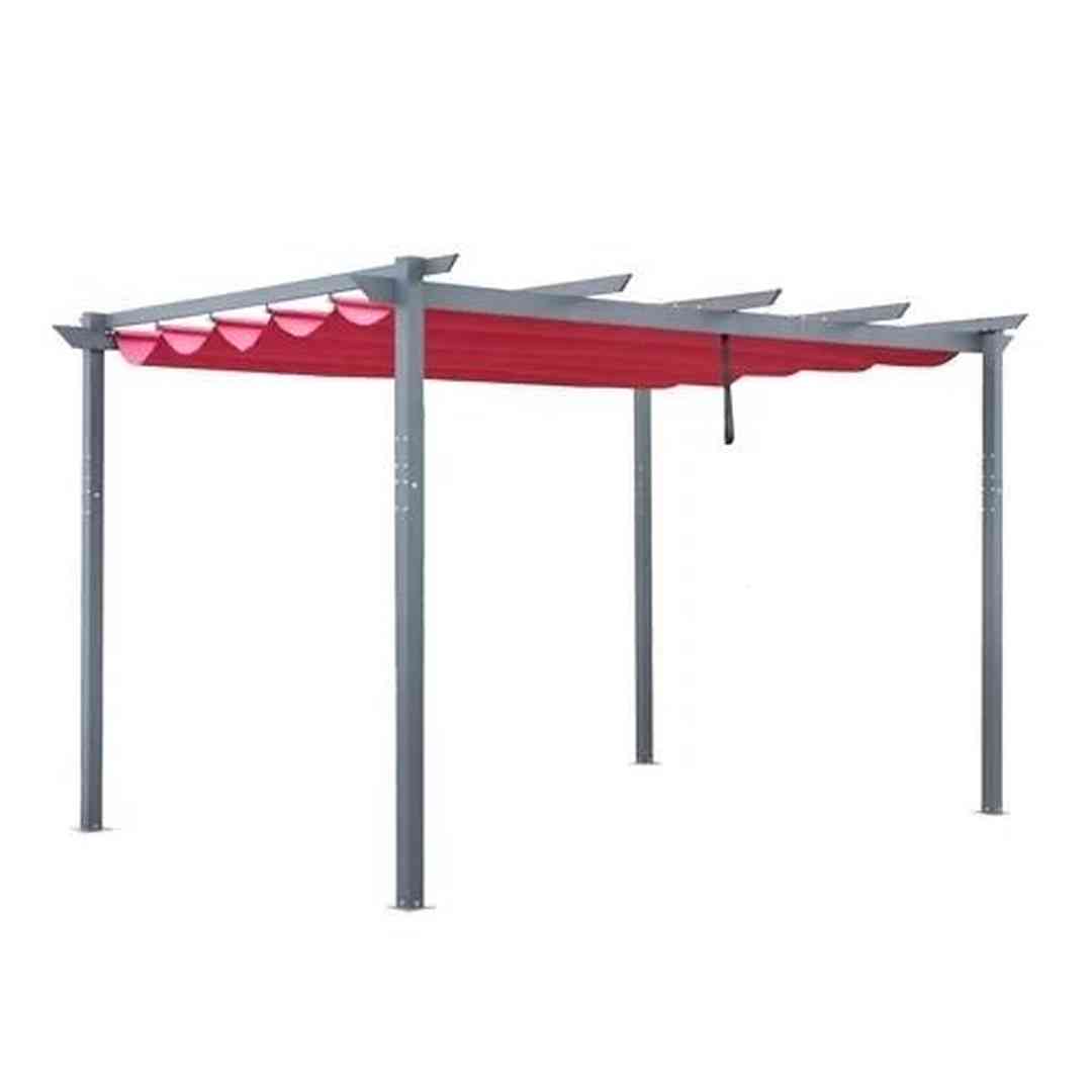 Aleko Aluminum Outdoor Retractable Canopy Pergola – 13 x 10 Ft – Burgundy Color PERGBURG10X13-AP