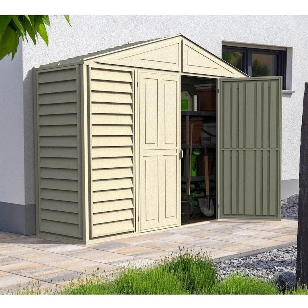DuraMax 10.5ft x 2.75ft SidePro Vinyl Shed with Foundation Kit