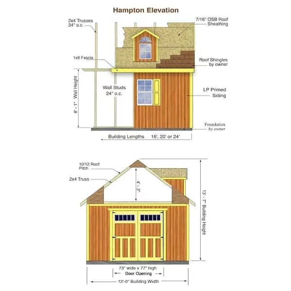 Best barns Hampton 12×16 Wood Storage Shed Kit  Installation Included