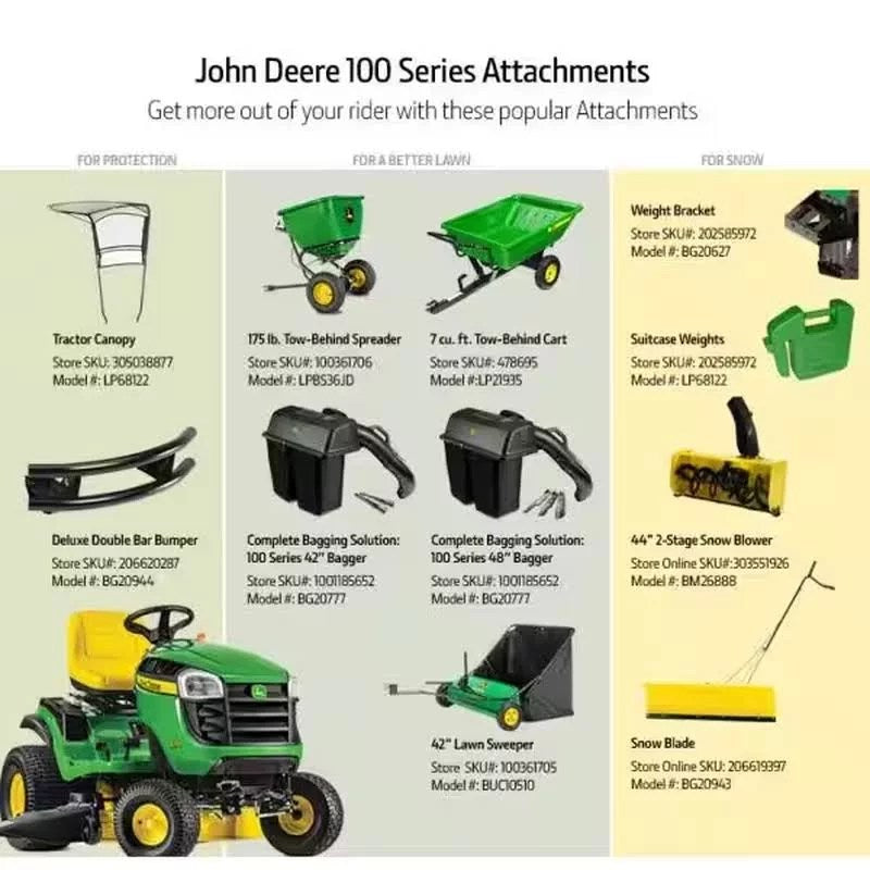 John Deere S100 42 in. 17.5 HP GAS Hydrostatic Riding Lawn Tractor